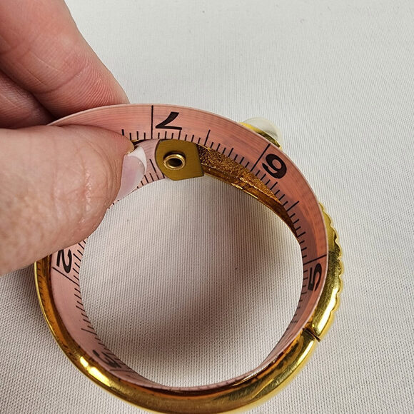 Butler Gold Faux Pearl Rhinestone Hinge Bracelet - Picture 9 of 9